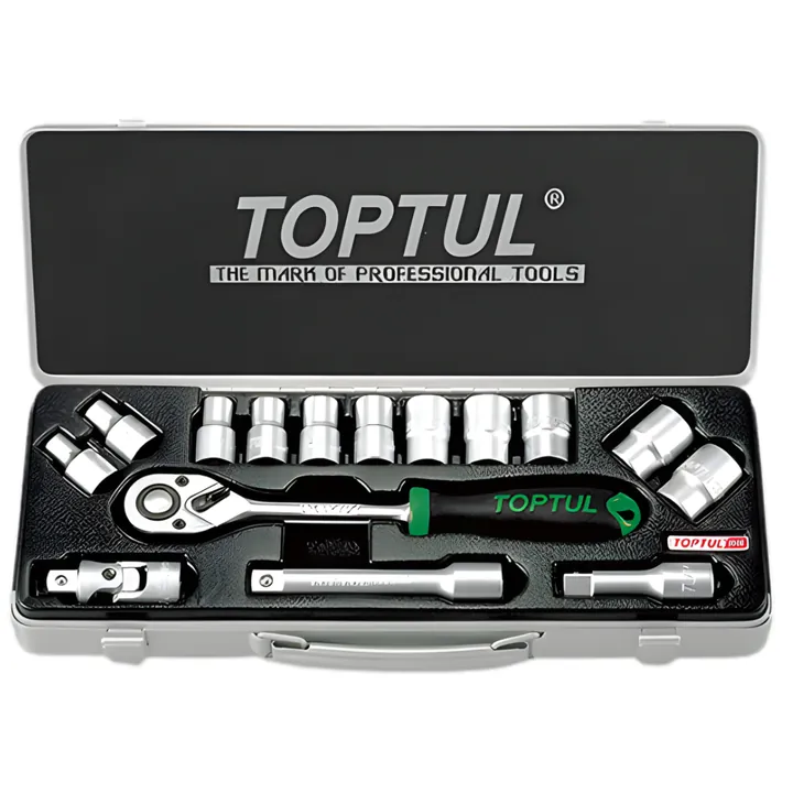 Maletín Metálico Dado 1/2" Cr-V Corto Toptul