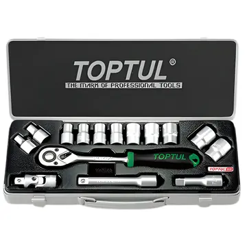 Maletín Metálico Dado 1/2" Cr-V Corto Toptul